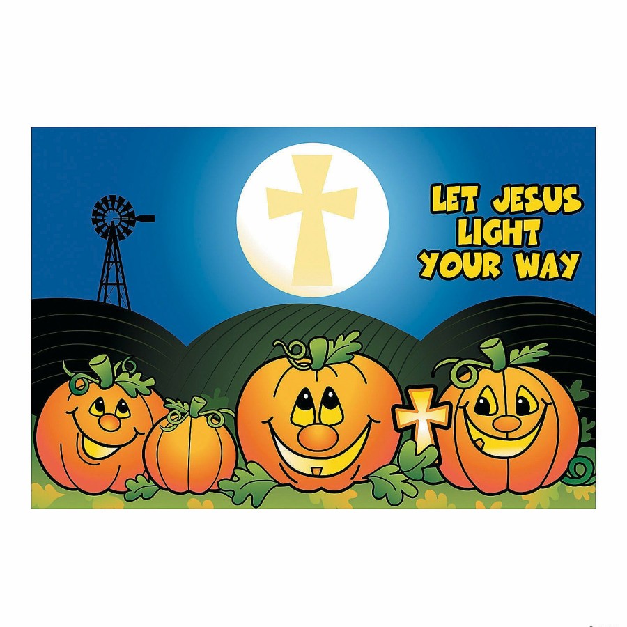 Backdrops & Scene Setters * | Hot Sale Christian Pumpkin Backdrop Banner Halloween Decoration 3 Pc.