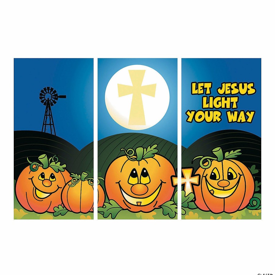 Backdrops & Scene Setters * | Hot Sale Christian Pumpkin Backdrop Banner Halloween Decoration 3 Pc.