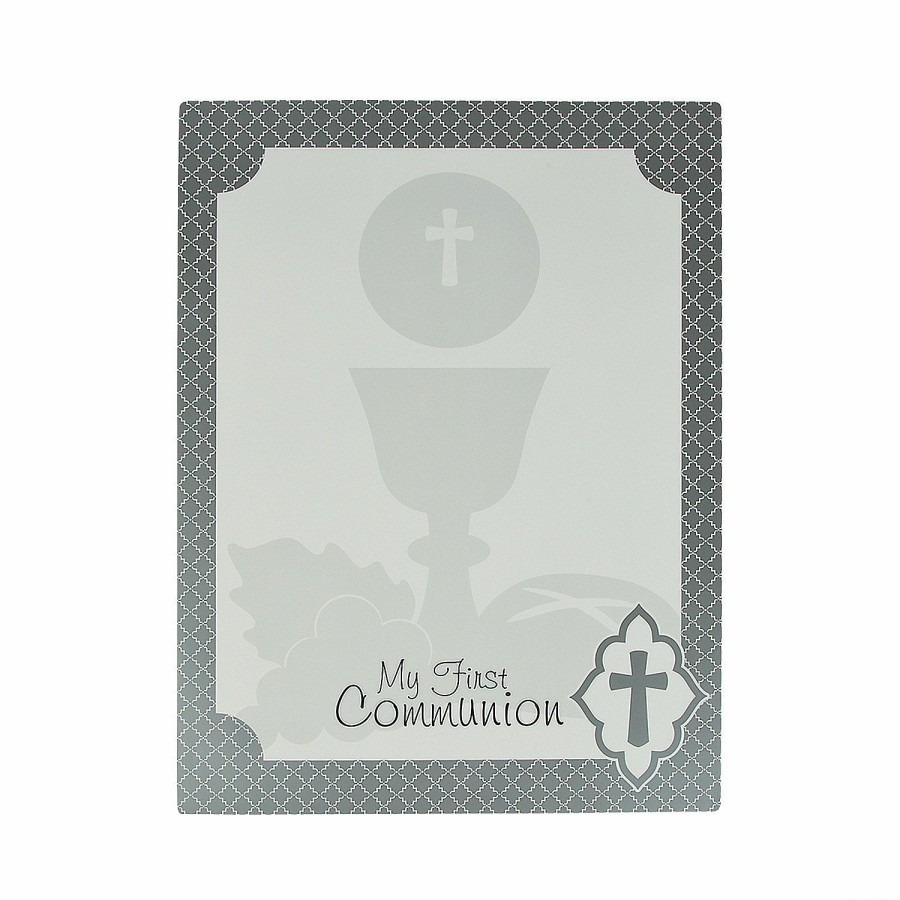 Signs * | Flash Sale Silver Cross First Communion Sign In Sheet