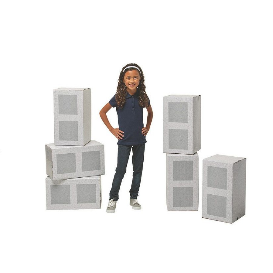 Cardboard Cutouts * | Brand New Construction 3D Cinder Block Cardboard Stand-Ups 6 Pc.