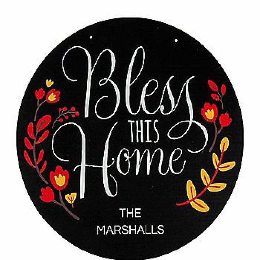 Signs * | Promo Personalized Bless This Home Door Sign