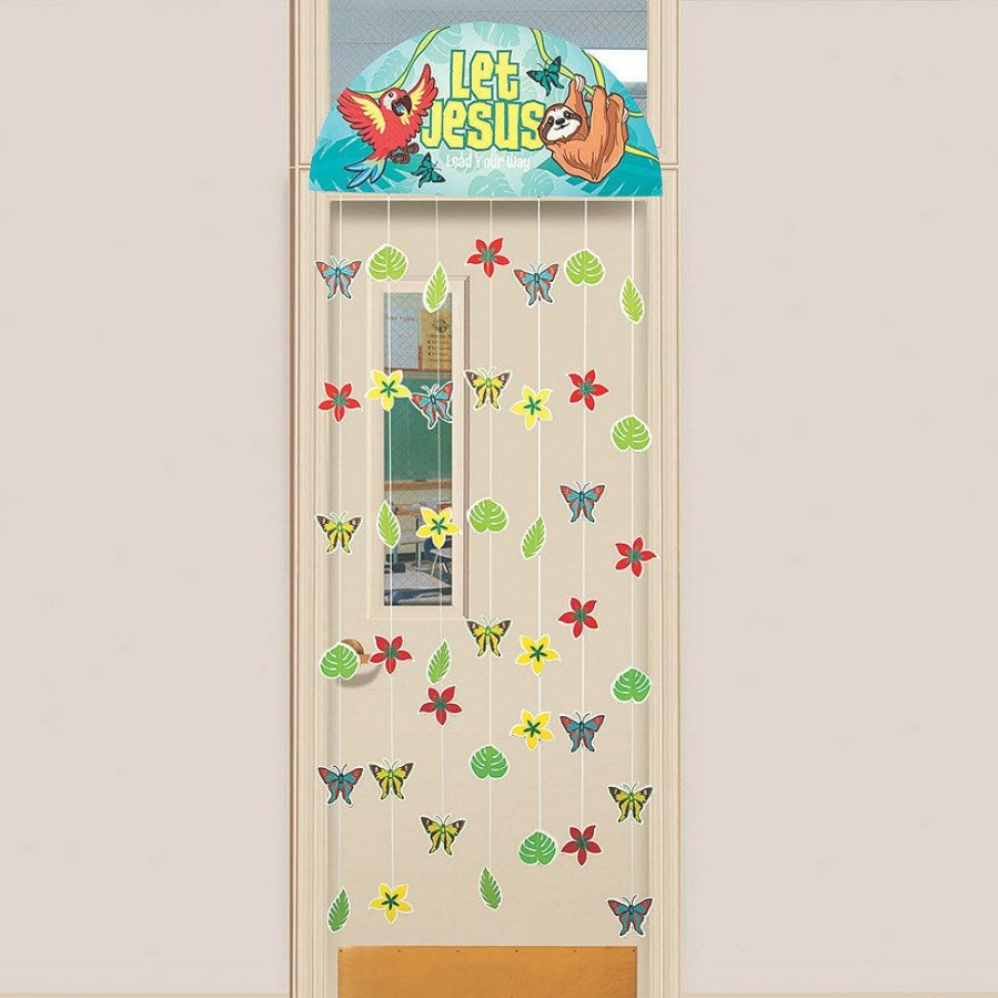 Door Decorations * | Hot Sale Rainforest Vbs Door Curtain With Border