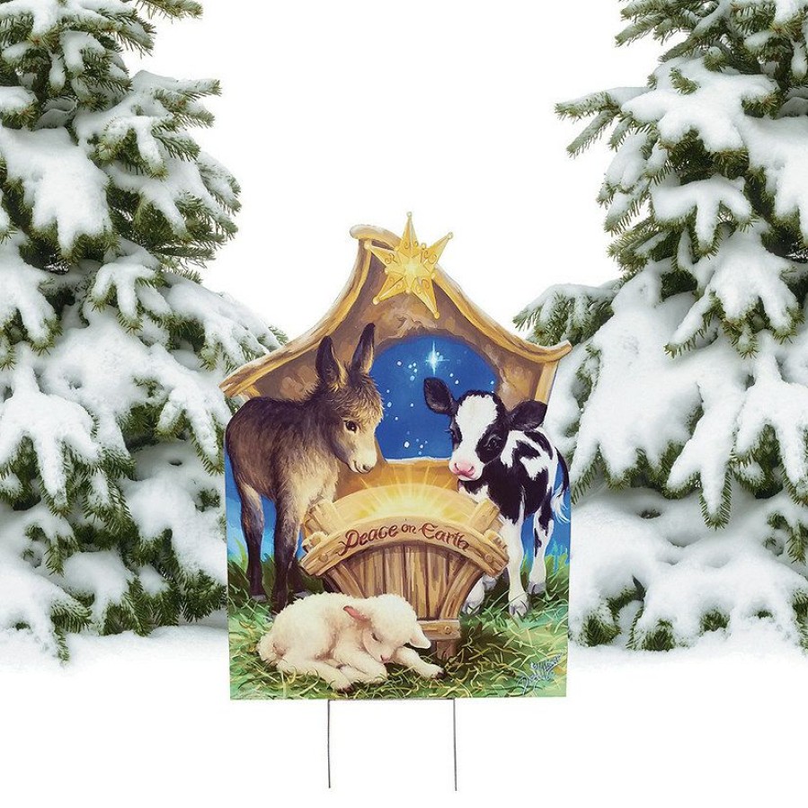 Signs * | Hot Sale Born In A Manger Outdoor Yard Sign