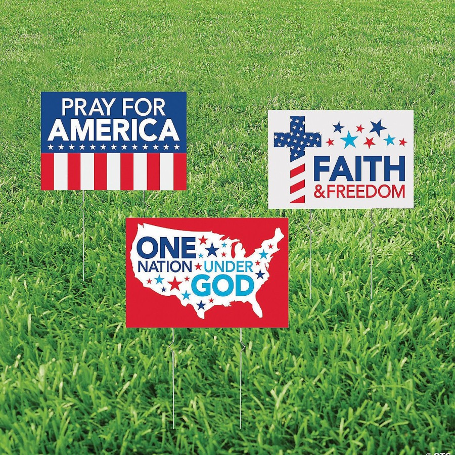 Yard Signs * | Best Reviews Of Religious Patriotic Yard Signs 3 Pc.