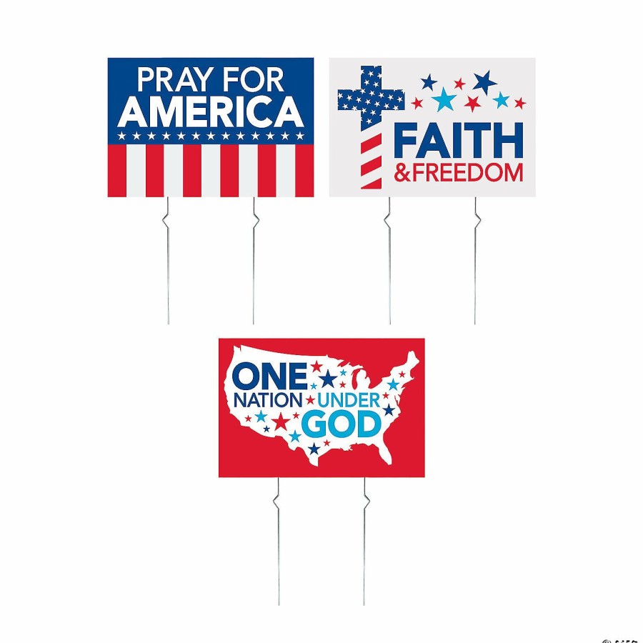 Yard Signs * | Best Reviews Of Religious Patriotic Yard Signs 3 Pc.