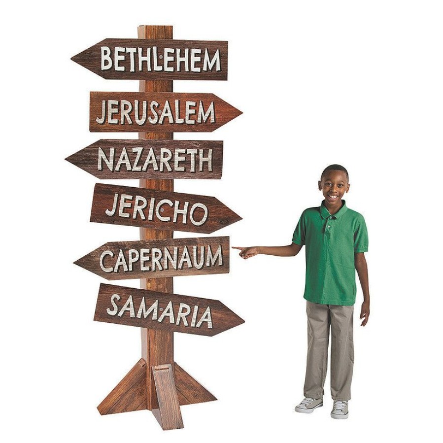 Cardboard Cutouts * | Brand New Biblical Cities Directional Sign