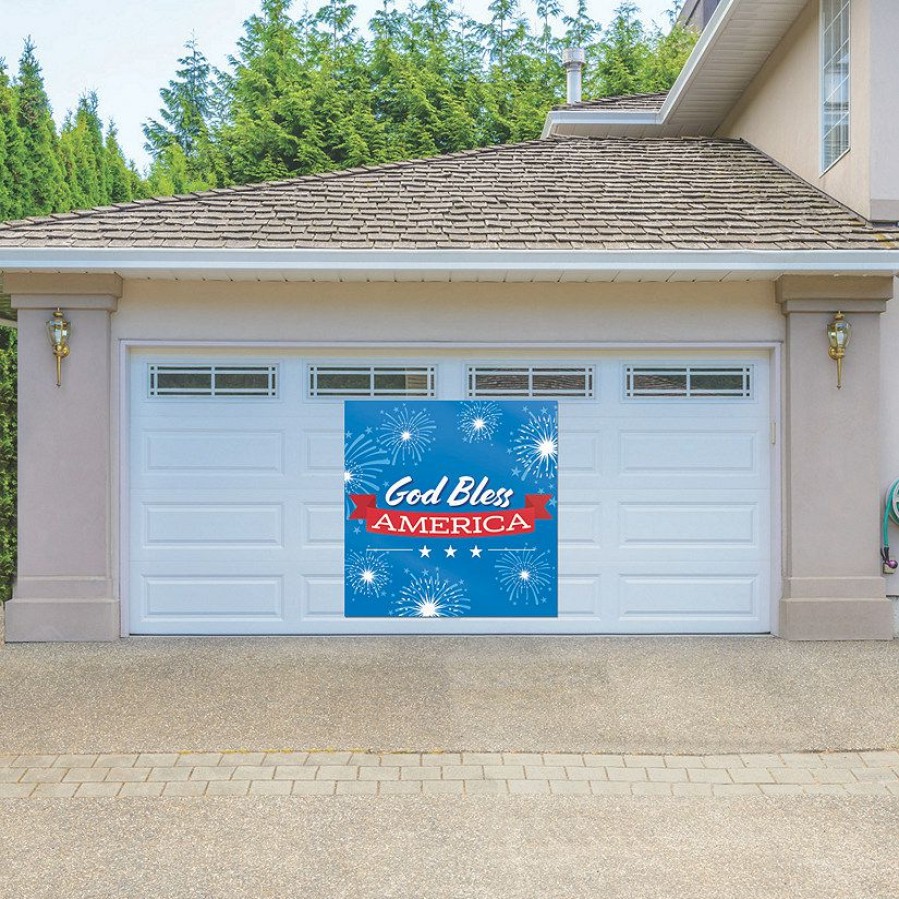 Door Decorations * | New God Bless America Garage Door Banner