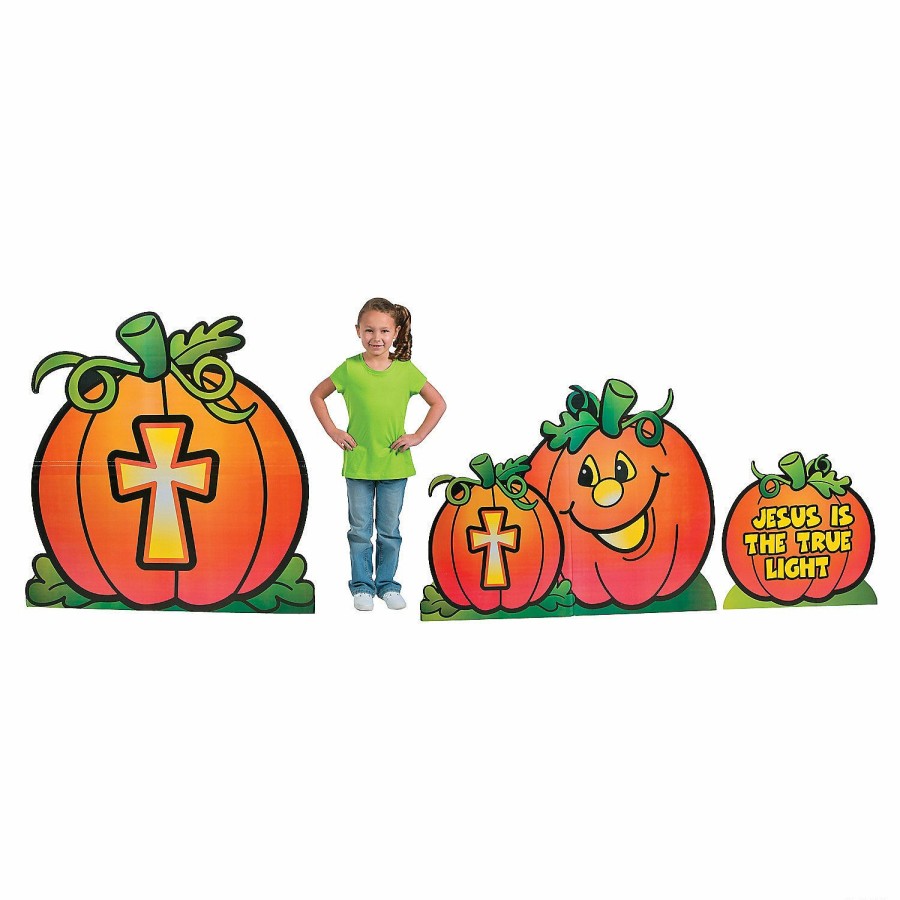 Cardboard Cutouts * | Cheap Christian Pumpkin Cardboard Stand-Ups 3 Pc.