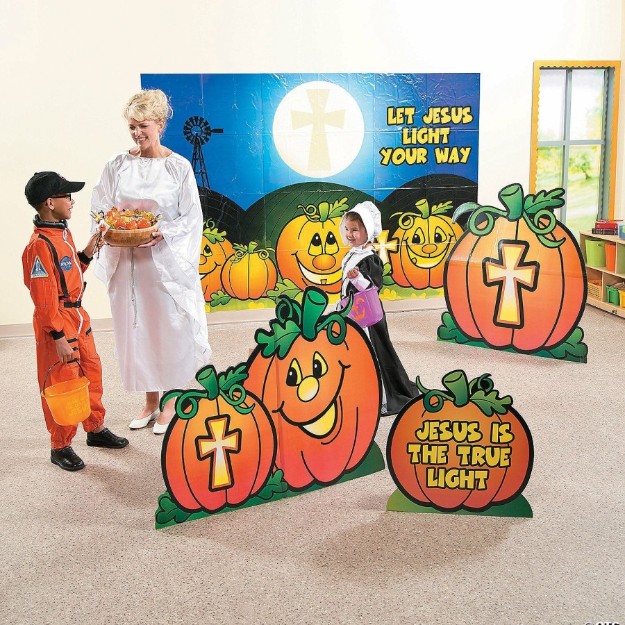 Cardboard Cutouts * | Cheap Christian Pumpkin Cardboard Stand-Ups 3 Pc.