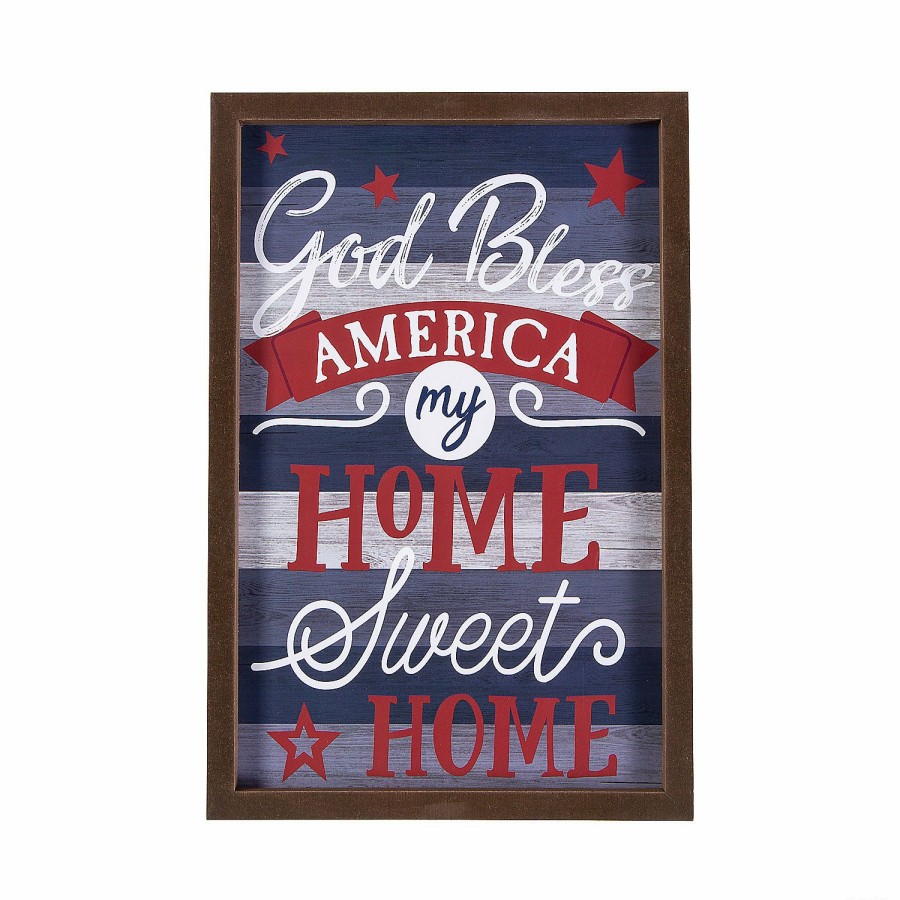 Signs * | Best Reviews Of God Bless My Home Patriotic Sign