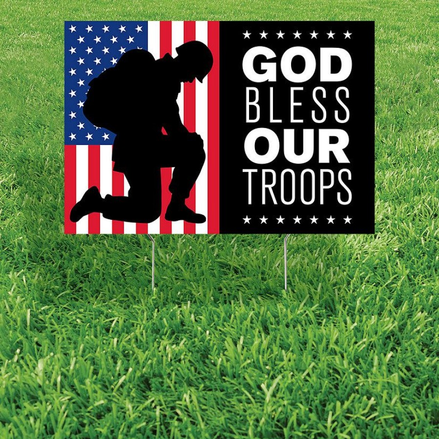 Yard Signs * | Hot Sale God Bless Our Troops Yard Sign