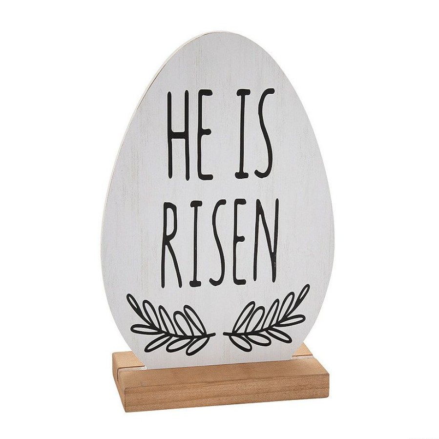 Signs * | Promo He Is Risen Egg Tabletop Sign