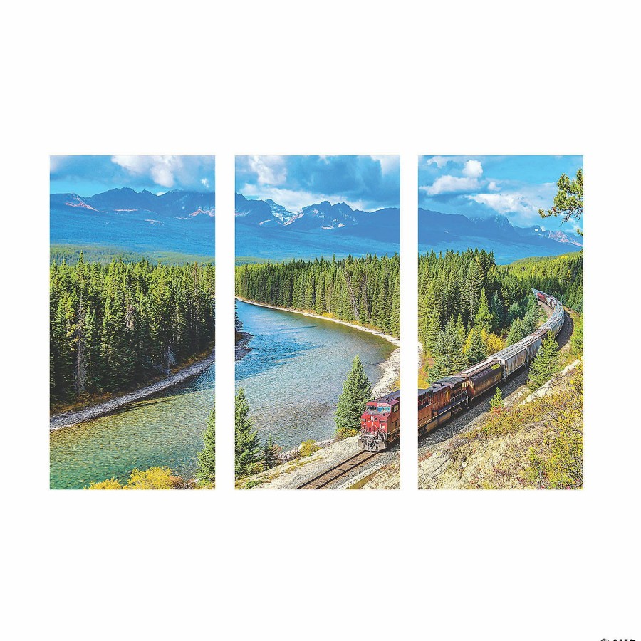 Backdrops & Scene Setters * | Best Reviews Of Railroad Train Scene Backdrop 3 Pc.