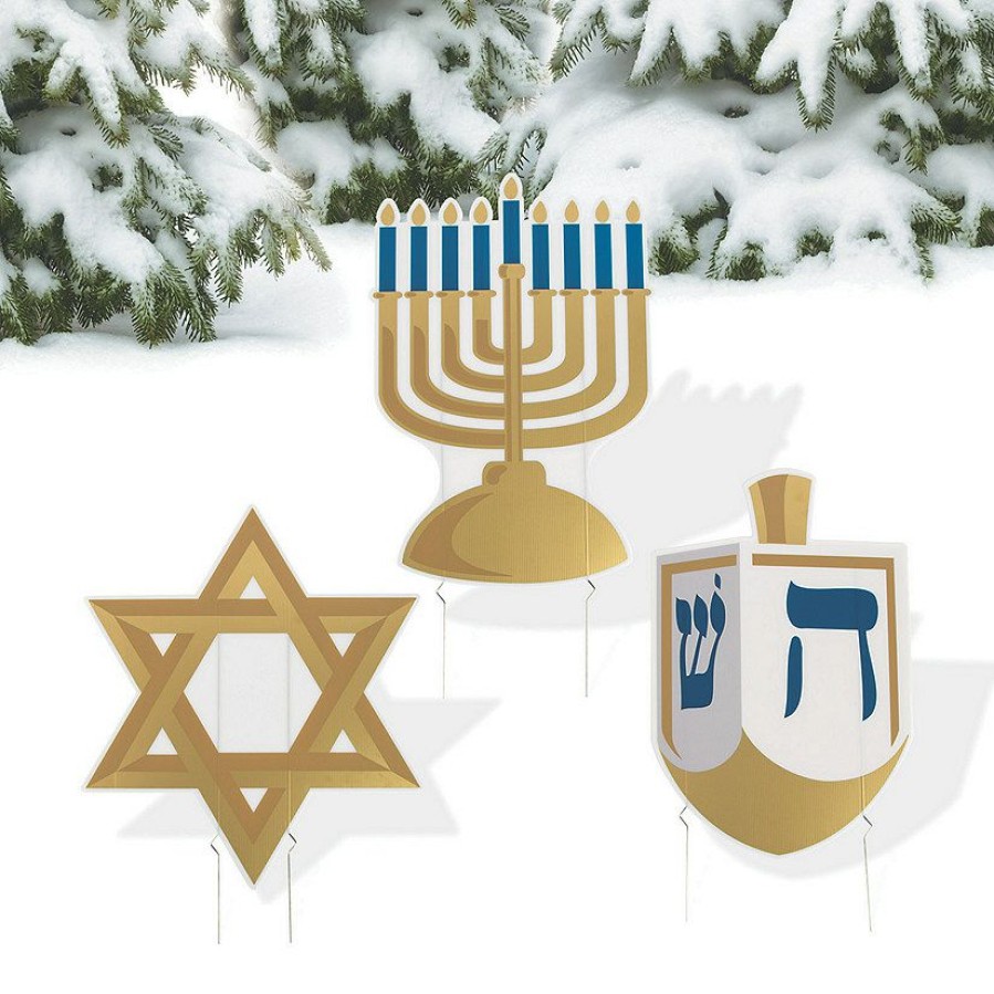 Yard Signs * | Best Pirce Hanukkah Yard Signs 3 Pc.