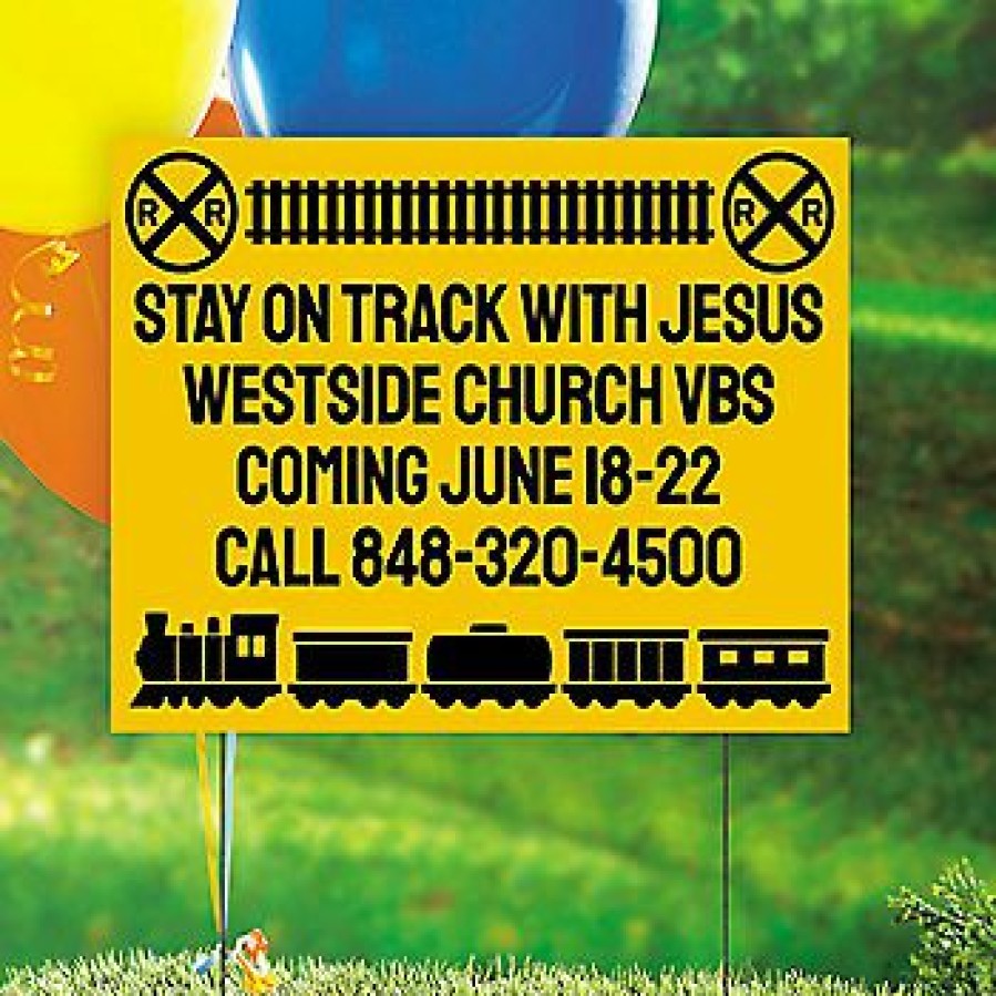 Yard Signs * | Best Pirce Personalized Railroad Vbs Yard Sign