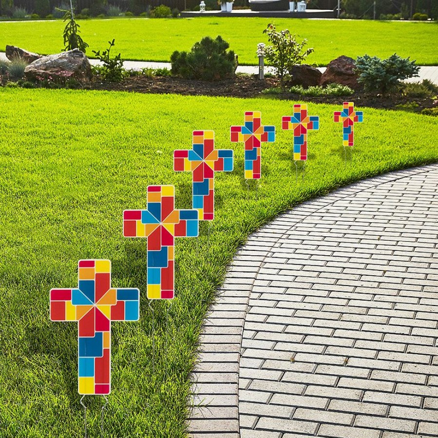 Yard Signs * | Outlet Bright Cross Sidewalk Yard Stakes 6 Pc.