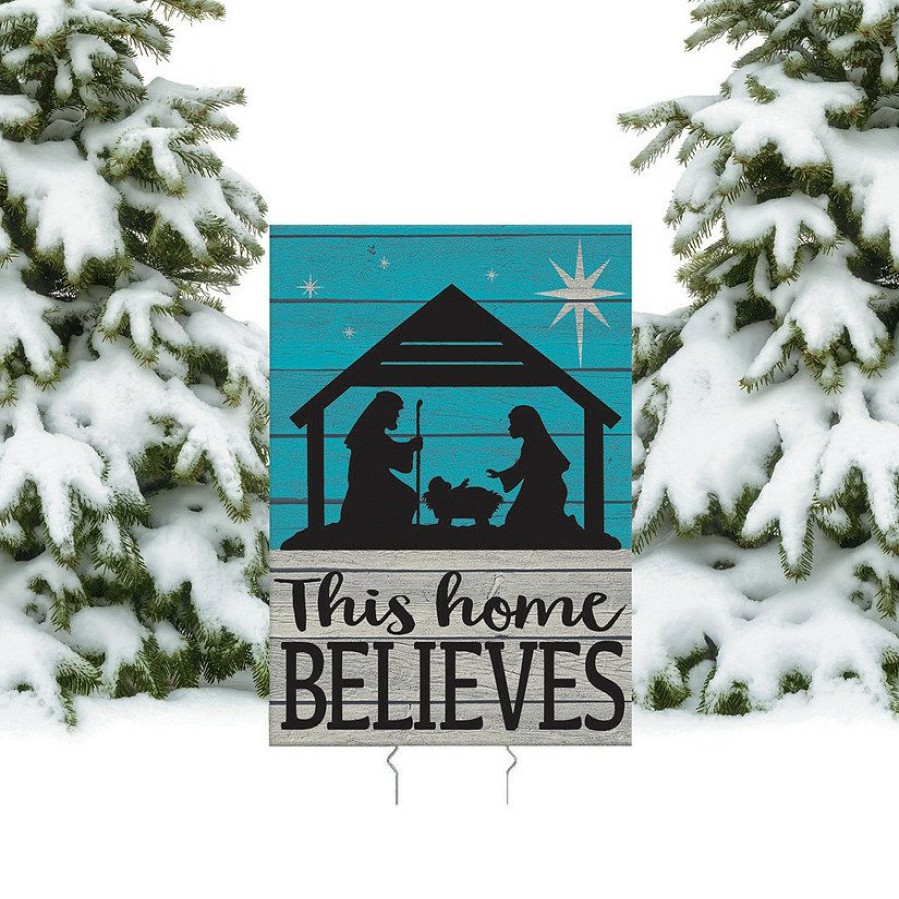 Signs * | Discount This Home Believes Nativity Yard Sign