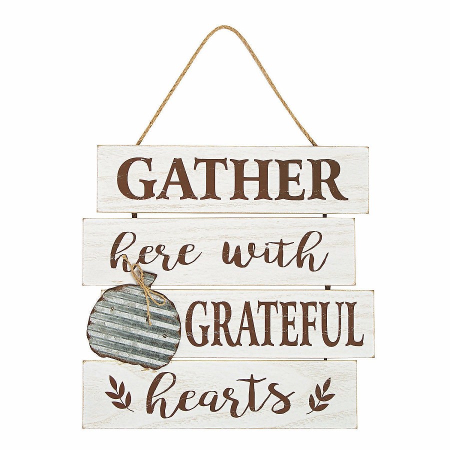 Signs * | Cheapest Gather Here Grateful Hearts Sign