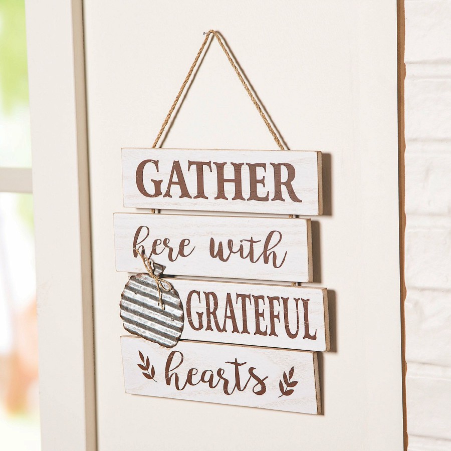 Signs * | Cheapest Gather Here Grateful Hearts Sign