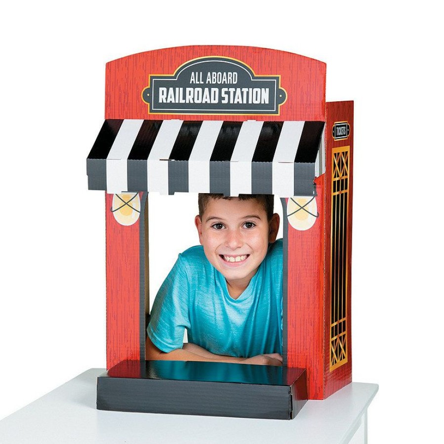 Cardboard Cutouts * | Top 10 Railroad Ticket Booth Tabletop Photo Op Stand-Up 2 Pc.