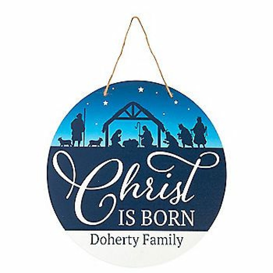 Signs * | Cheap Personalized Nativity Christ Is Born Door Sign