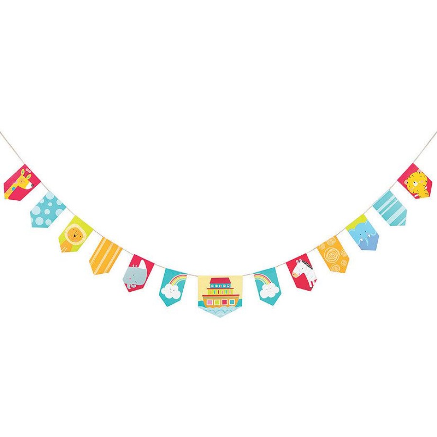 Banners * | Buy Noah'S Ark Baby Shower Pennant Banner