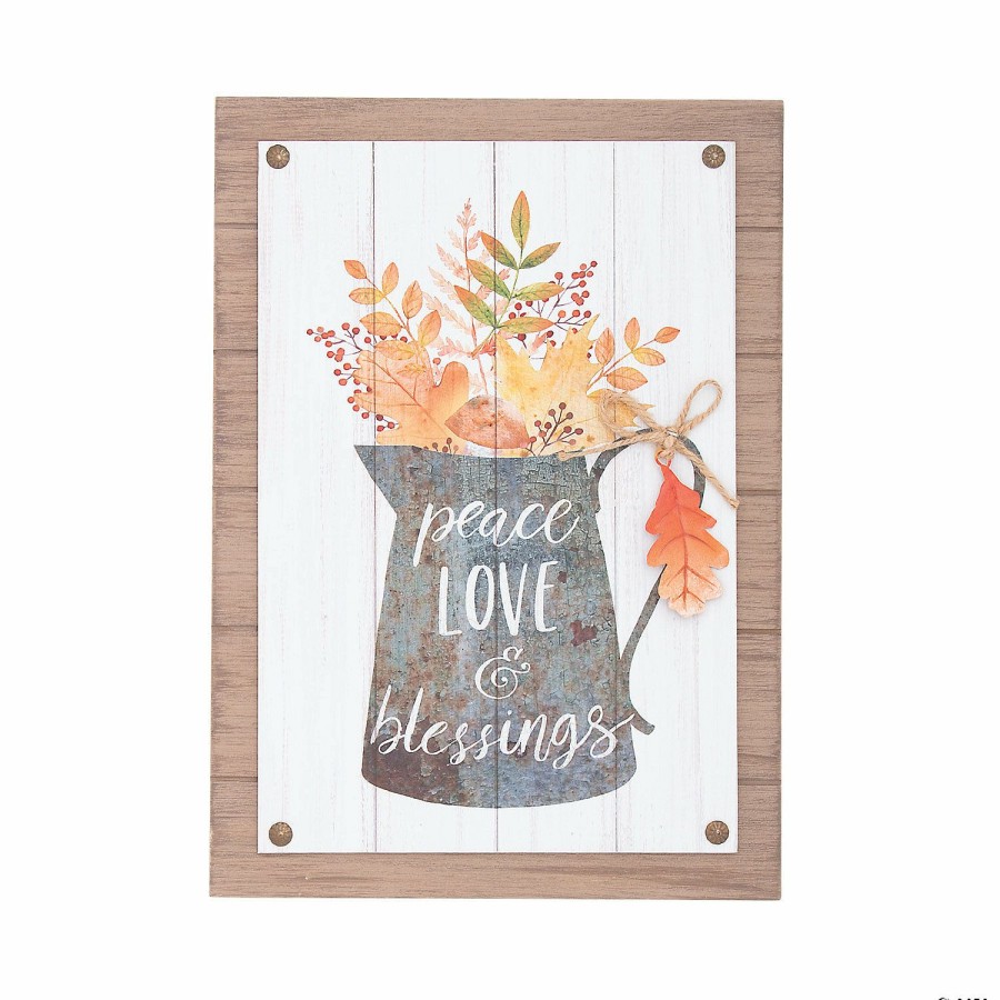 Signs * | Budget Cottagecore Peace Love & Blessings Wall Sign