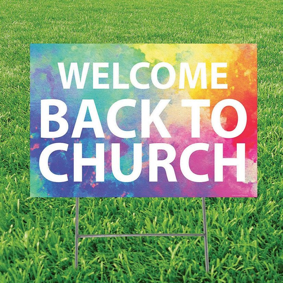 Yard Signs * | Best Deal Welcome Back To Church Yard Sign