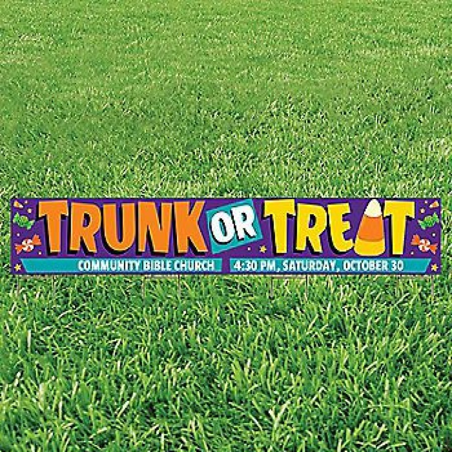 Yard Signs * | Flash Sale Personalized Horizontal Trunk Or Treat Yard Sign Large