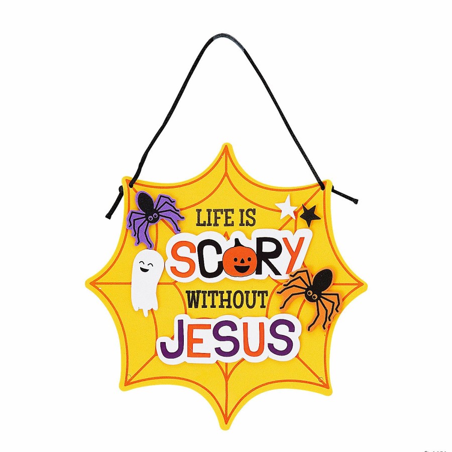 Signs * | Cheap Life Is Scary Without Jesus Halloween Sign Craft Kit Makes 12