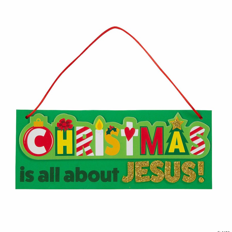 Signs * | Wholesale Christmas Is All About Jesus Sign Craft Kit Makes 12.