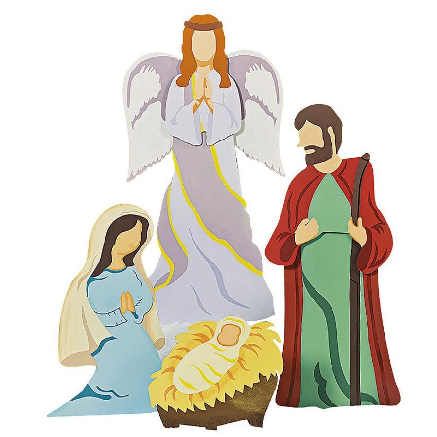 Yard Signs * | Buy Nativity Scene With Angel Yard Decor