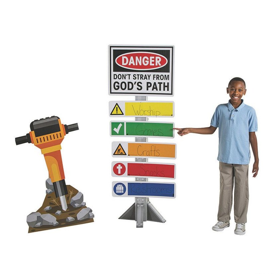 Cardboard Cutouts * | Brand New Construction Vbs Directional Sign & Jackhammer Cardboard Stand-Ups 2 Pc.