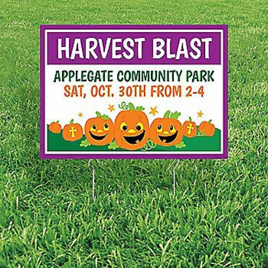 Signs * | Deals Personalized Christian Pumpkin Yard Sign