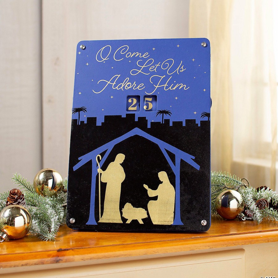 Signs * | Promo Nativity Advent Calendar Sign With Easel