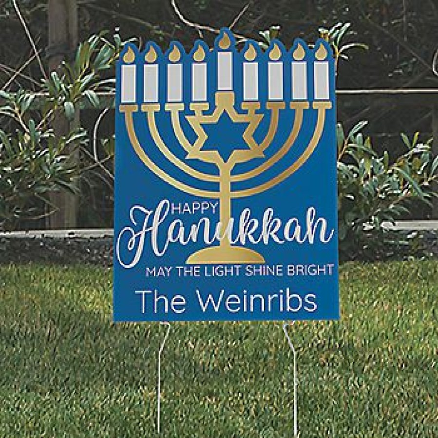 Yard Signs * | Cheap Personalized Hanukkah Yard Sign