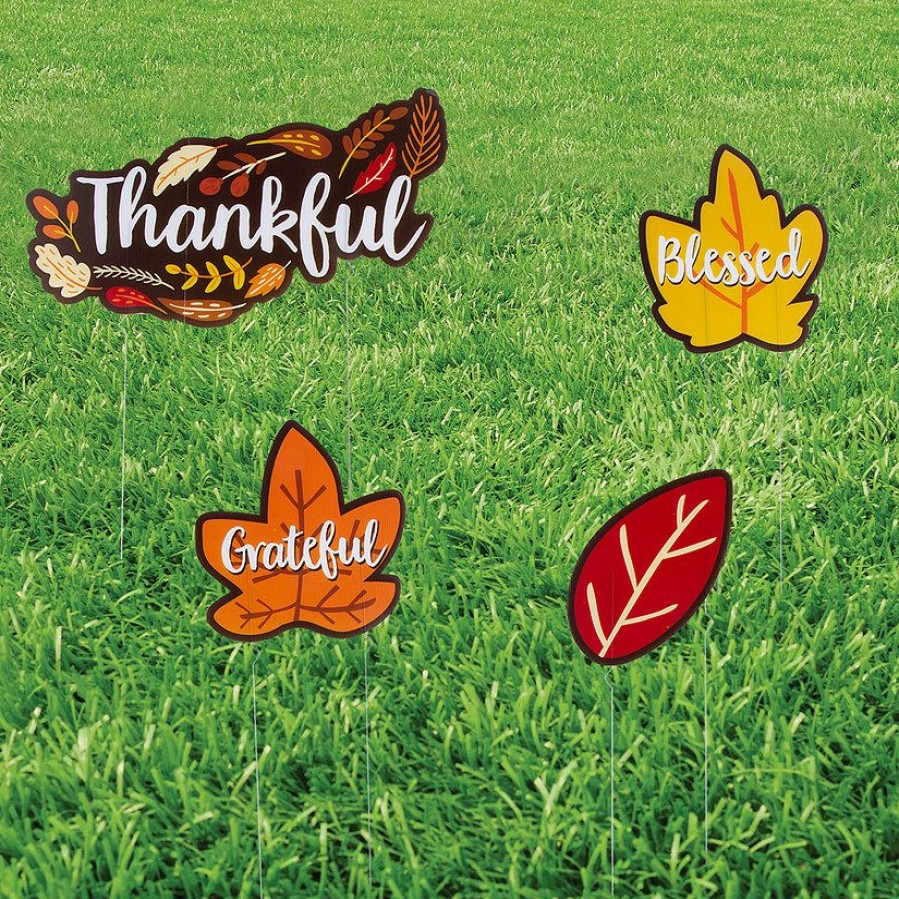 Yard Signs * | Top 10 Thanksgiving Yard Sign Set 4 Pc.