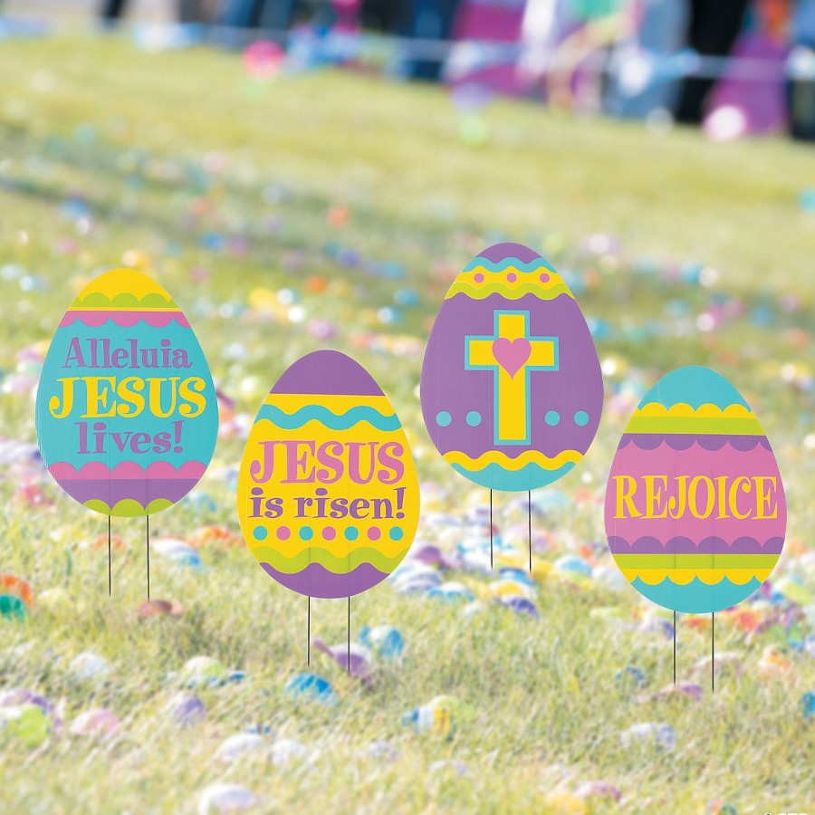 Signs * | Budget Religious Easter Egg Hunt Yard Signs 4 Pc.