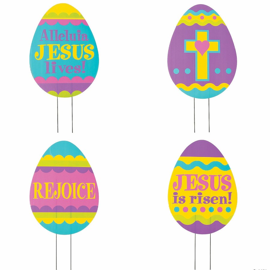 Signs * | Budget Religious Easter Egg Hunt Yard Signs 4 Pc.