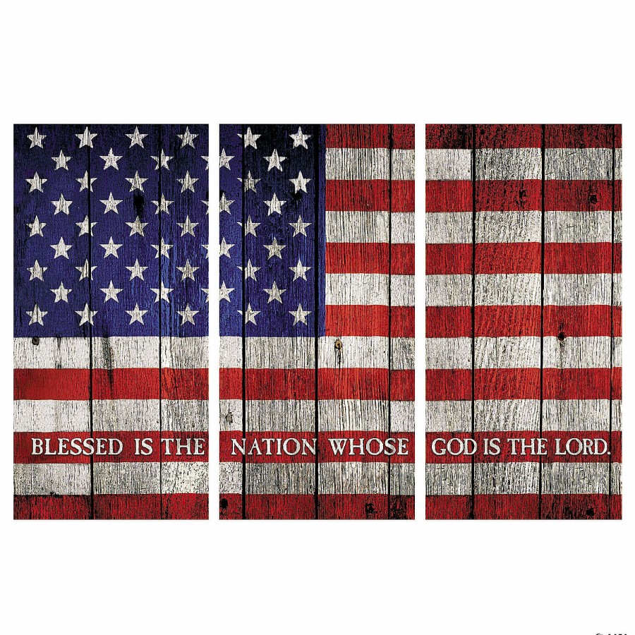 Backdrops & Scene Setters * | New American Flag With Verse Backdrop 3 Pc.