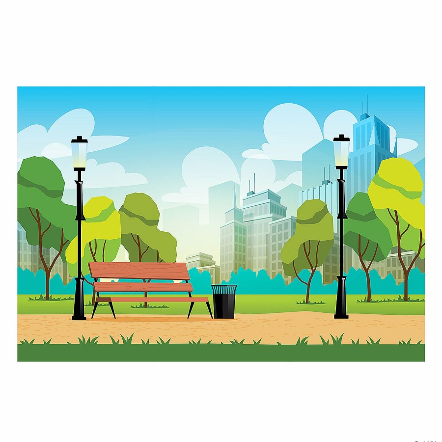 Backdrops & Scene Setters * | Budget City Park Scene Backdrop 3 Pc.