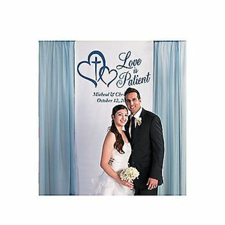 Backdrops & Scene Setters * | Hot Sale Love Is Patient Wedding Photo Booth Backdrop Custom Banner