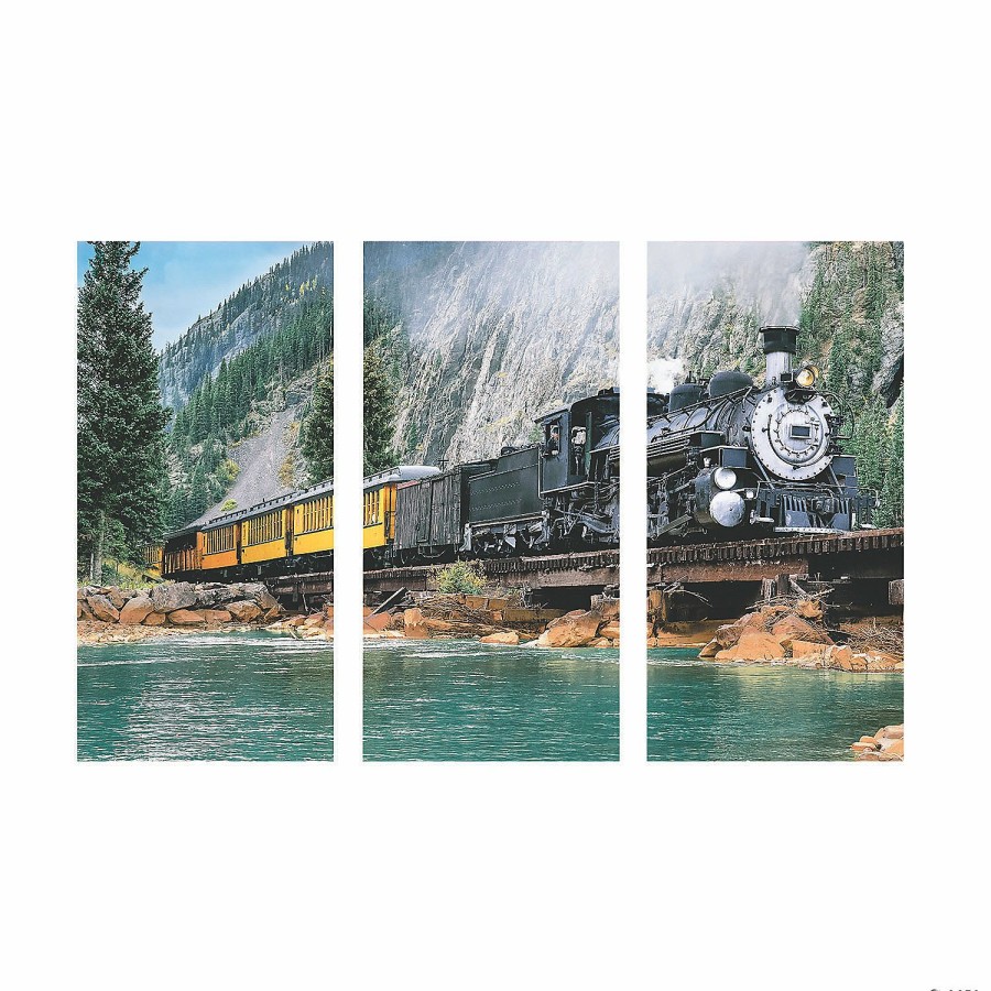 Backdrops & Scene Setters * | Best Deal Railroad Train & Cliff Backdrop 3 Pc.