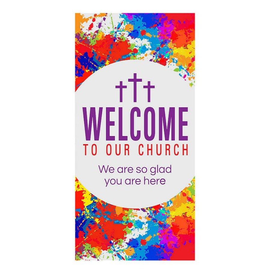 Door Decorations * | Coupon Welcome To Our Church Door Banner