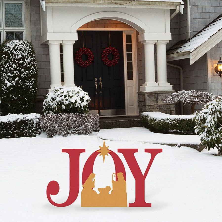 Yard Signs * | Best Deal Joy Nativity Outdoor Yard Signs