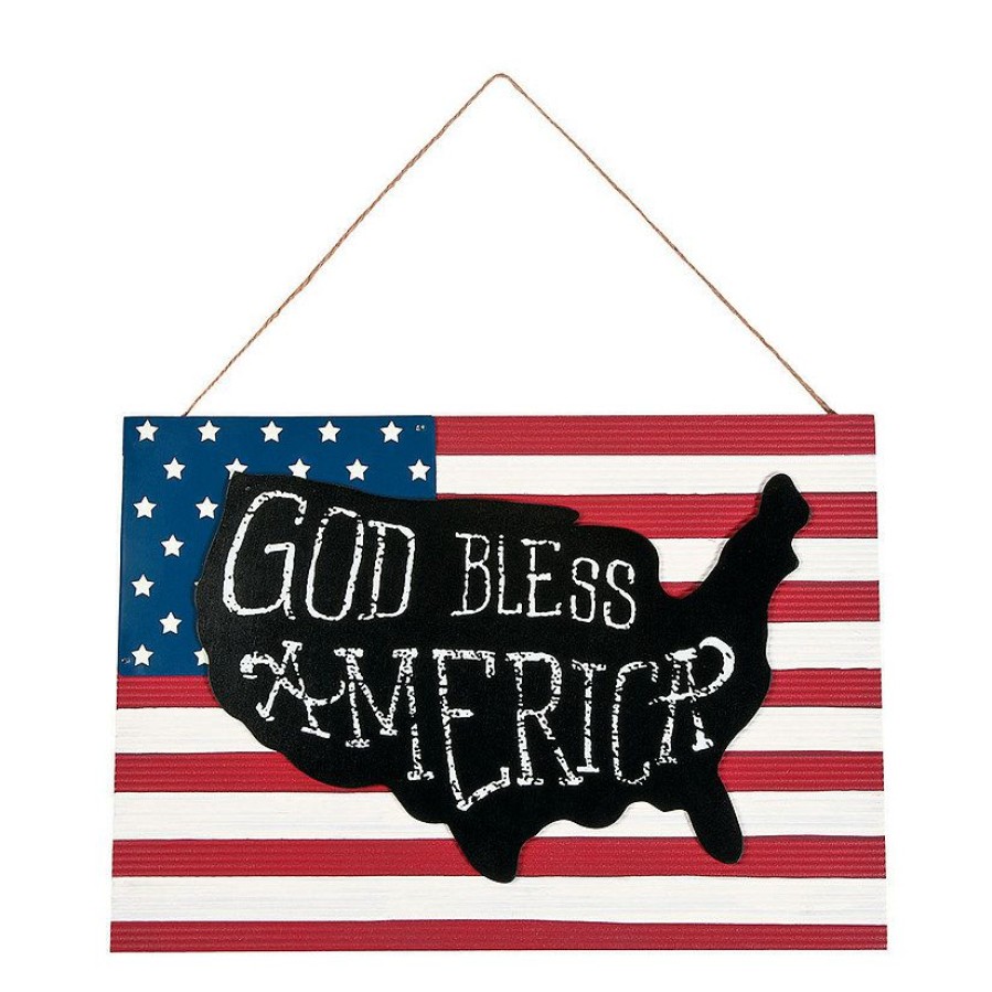 Signs * | Top 10 God Bless America Flag Sign