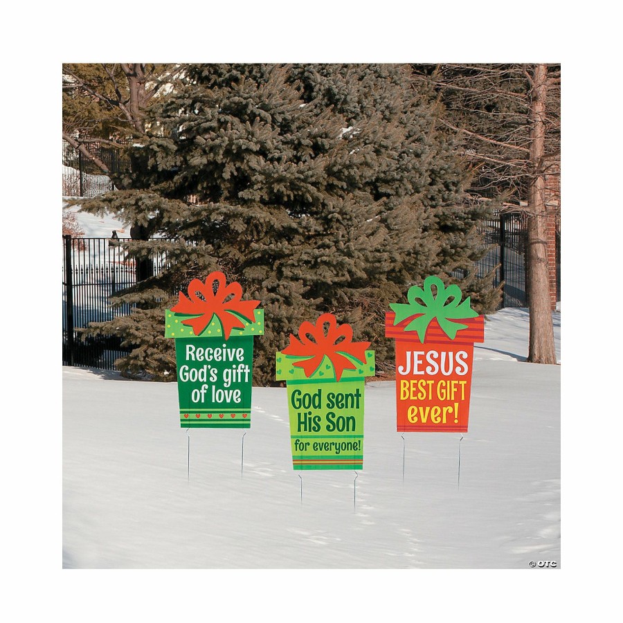 Yard Signs * | Top 10 Religious Christmas Gift Yard Signs 3 Pc.