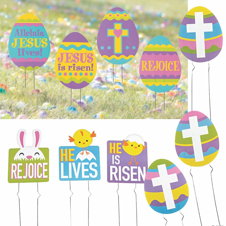 Signs * | Best Pirce He Lives Easter Yard Sign Kit 10 Pc.