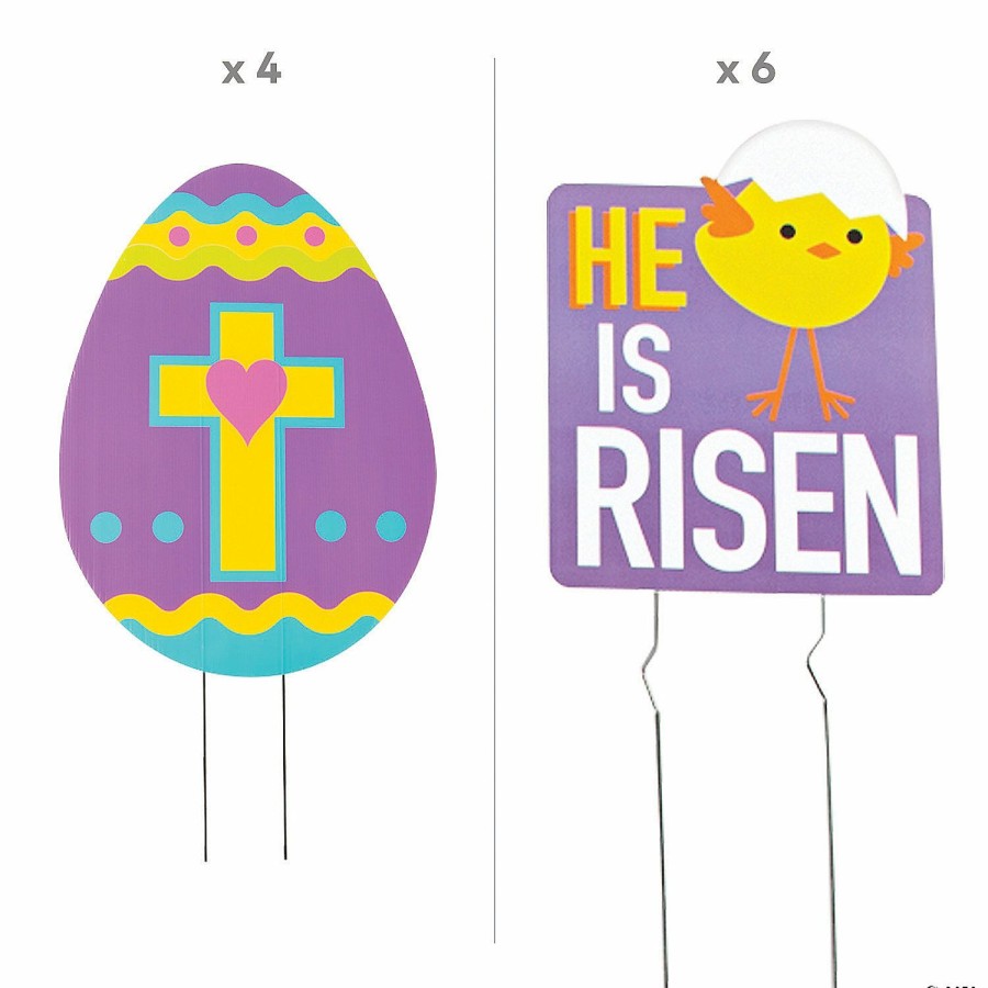 Signs * | Best Pirce He Lives Easter Yard Sign Kit 10 Pc.