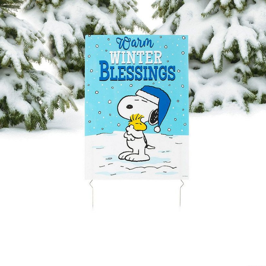 Yard Signs * | Top 10 Peanuts Winter Blessings Yard Sign